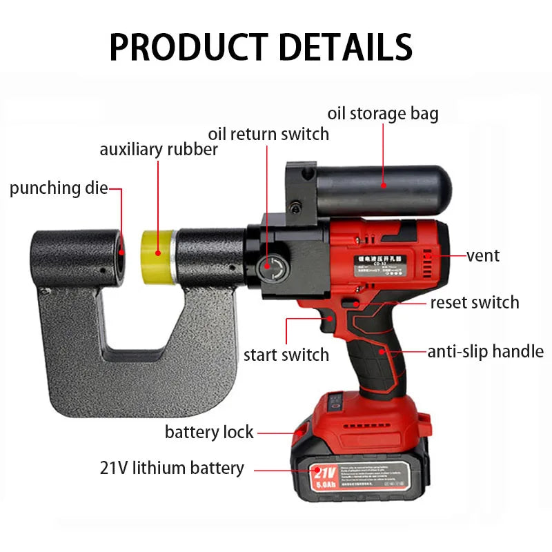 CD-16 Rechargeable Lithium Battery Electric Hydraulic Tool C-Shape Steel Girder Punching Bridge Hole Opener Hydraulic Tools